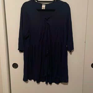 Terra & Sky: Dark Blue, Empire Waist Blouse (1X/16W-18W)